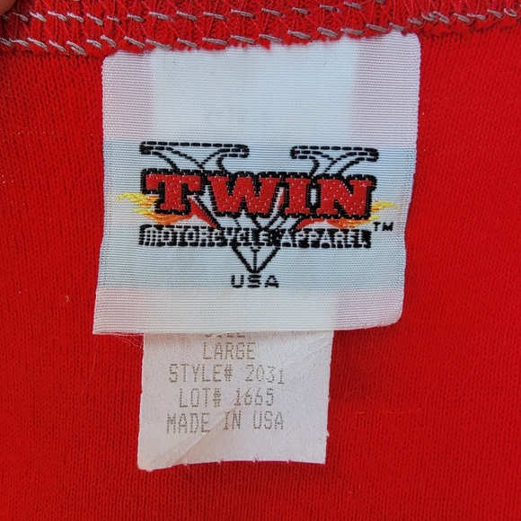 V-TWIN ♡ Red|Silver Mini Studded Embellished Bling FULL THROTTLE SALOON Tank L - Picture 13 of 14